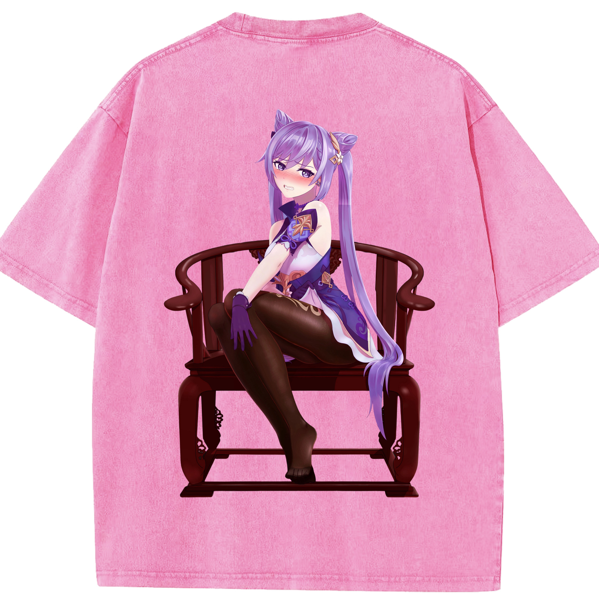 げんし神 刻晴 こくせい genshin Kokusei 綿100% ヴィンテージ風 半袖Tシャツ（背面プリント）